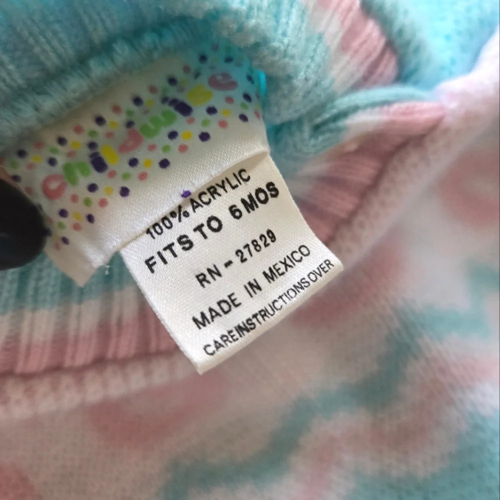 Vintage 1990s Childwise duck pastel teal/pink 2-piece sweater knit set